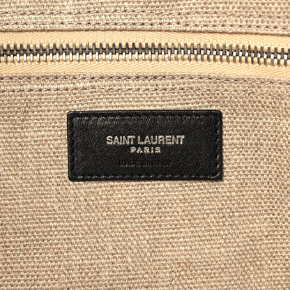 Saint Laurent Linen Calfskin Rive Gauche Tote Optic White 6 of 9