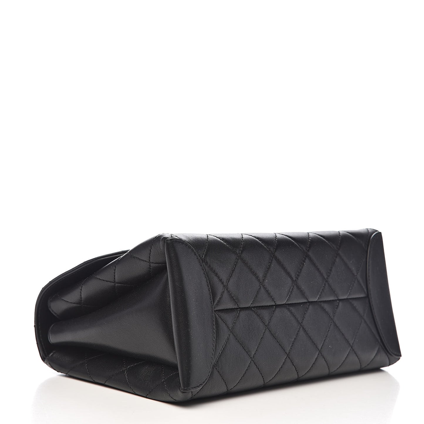 Lambskin Quilted Large Trendy Spirit Top Handle Bag Black