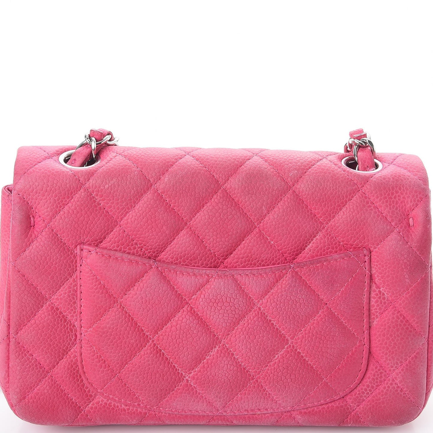 Iridescent Caviar Quilted Mini Rectangular Flap Pink