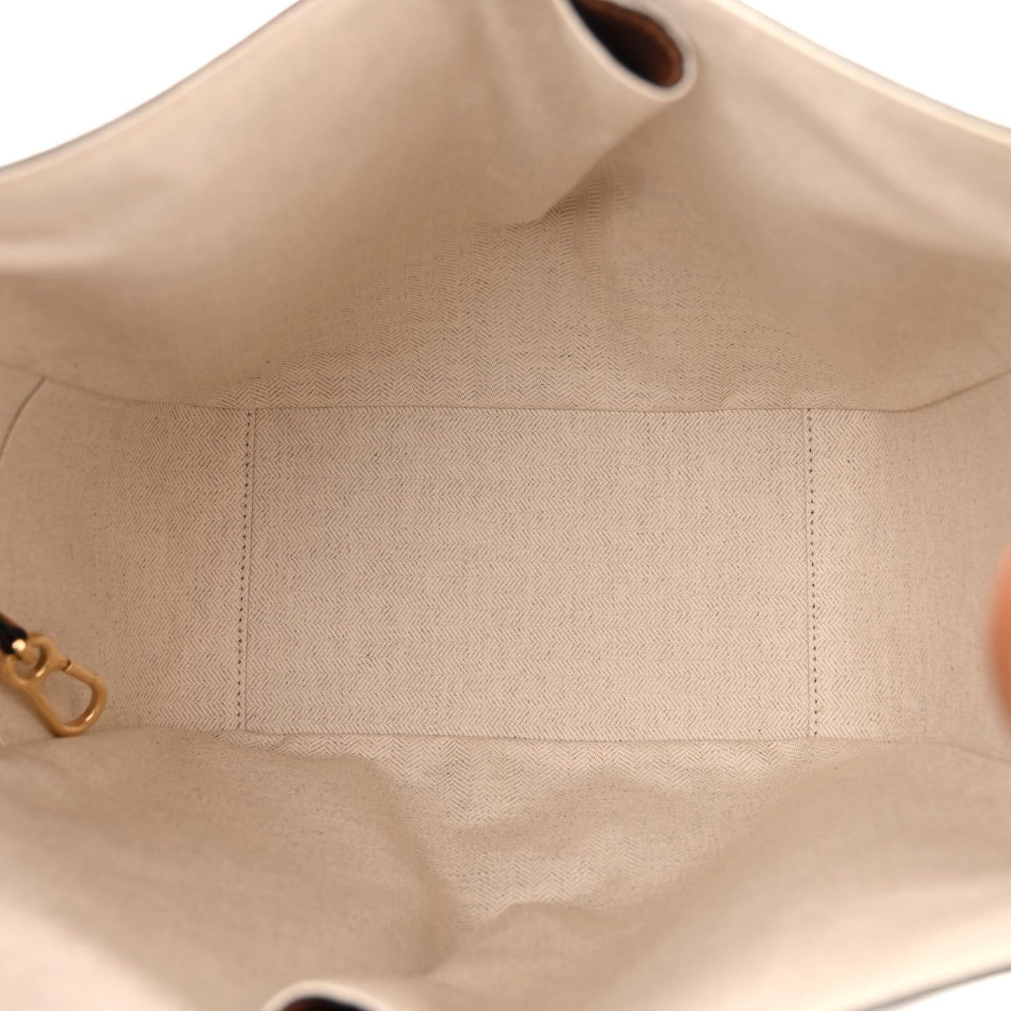 Calfskin Canvas Anagram Small Hammock Shoulder Bag Ecru Tan