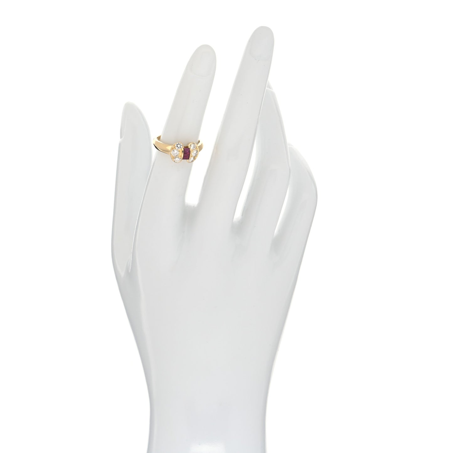 18K Yellow Gold Diamond Ruby Celestine Ring 49 5