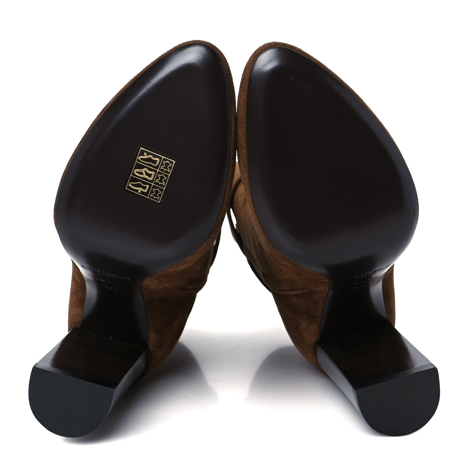 Saint Laurent Suede Embellished Joplin Buckle Booties 37.5 Land 6 of 10