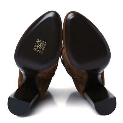 Saint Laurent Suede Embellished Joplin Buckle Booties 37.5 Land 6 of 10