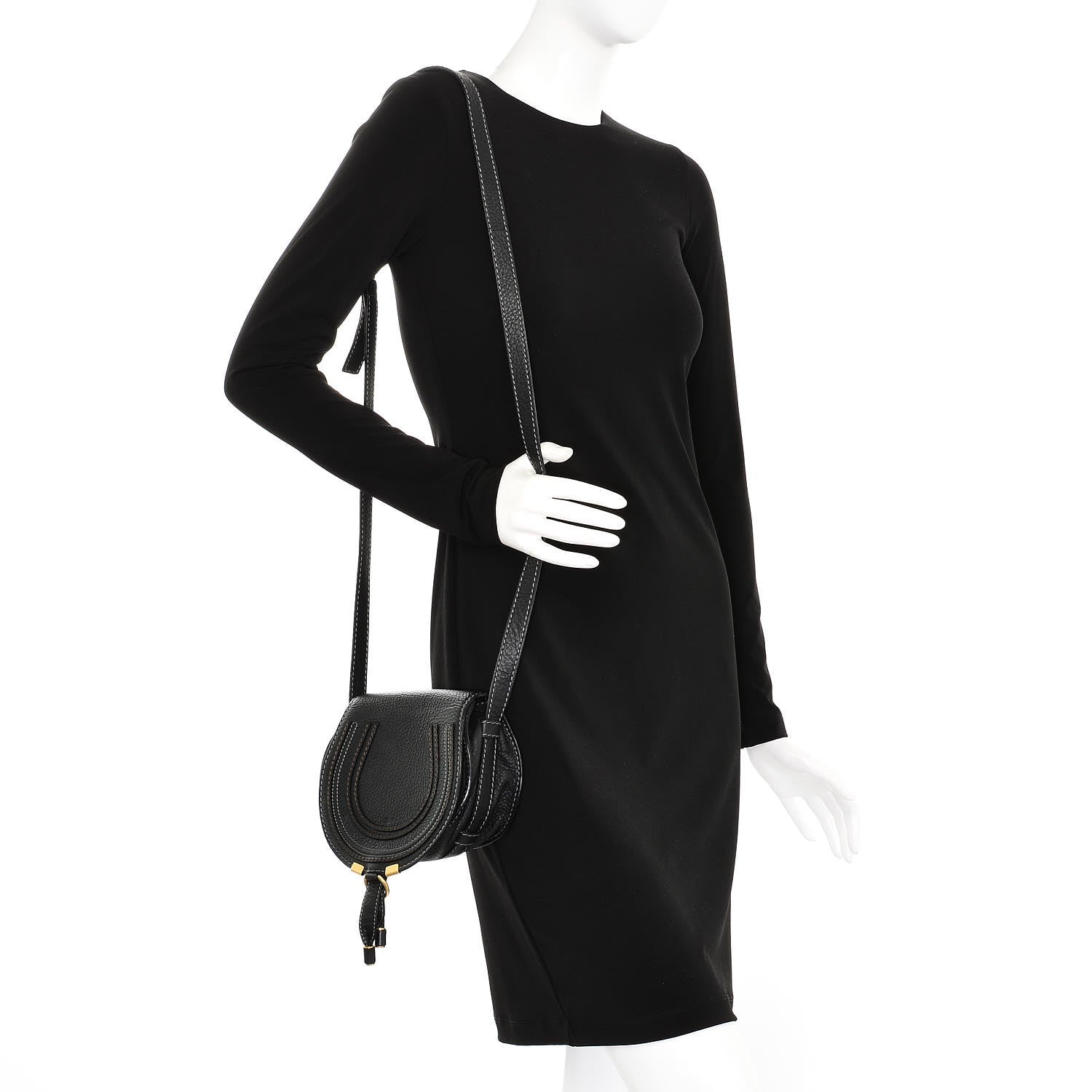 Chloe Calfskin Mini Marcie Round Crossbody Bag Black 2 of 7