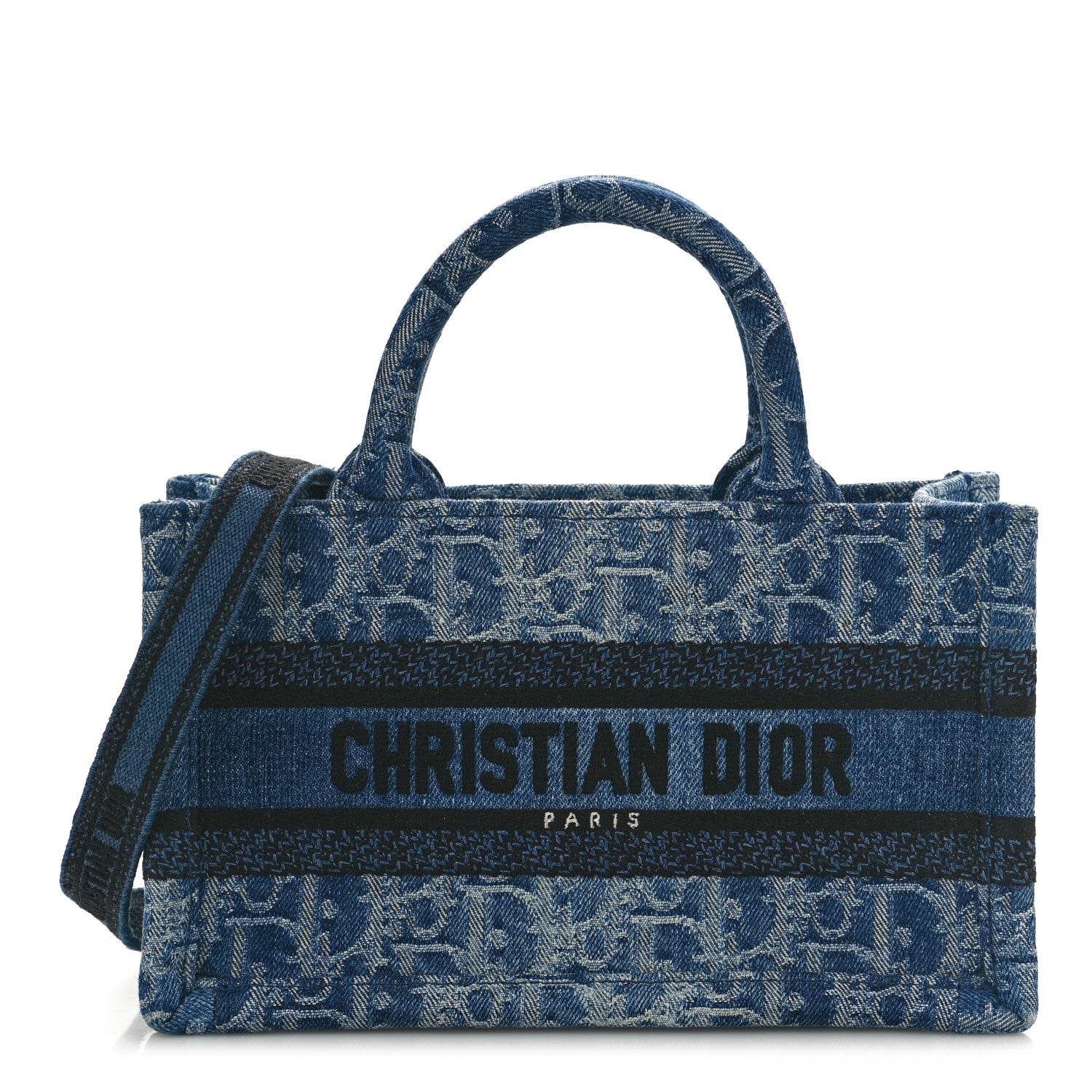 Christian Dior Denim Oblique Mini Book Tote With Strap Blue 1 of 10