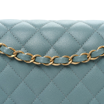Chanel Iridescent Caviar Quilted Medium Double Flap Light Blue 8 of 10