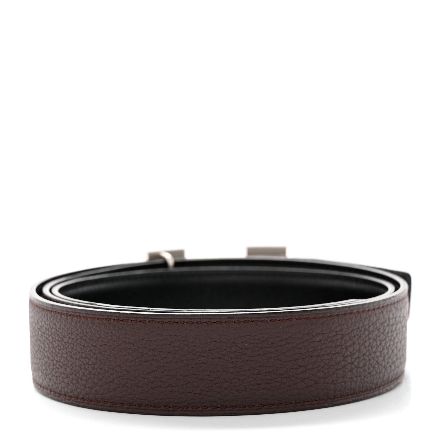 Hermes Box Togo Reversible 32mm H Belt Black Chocolate 2 of 12