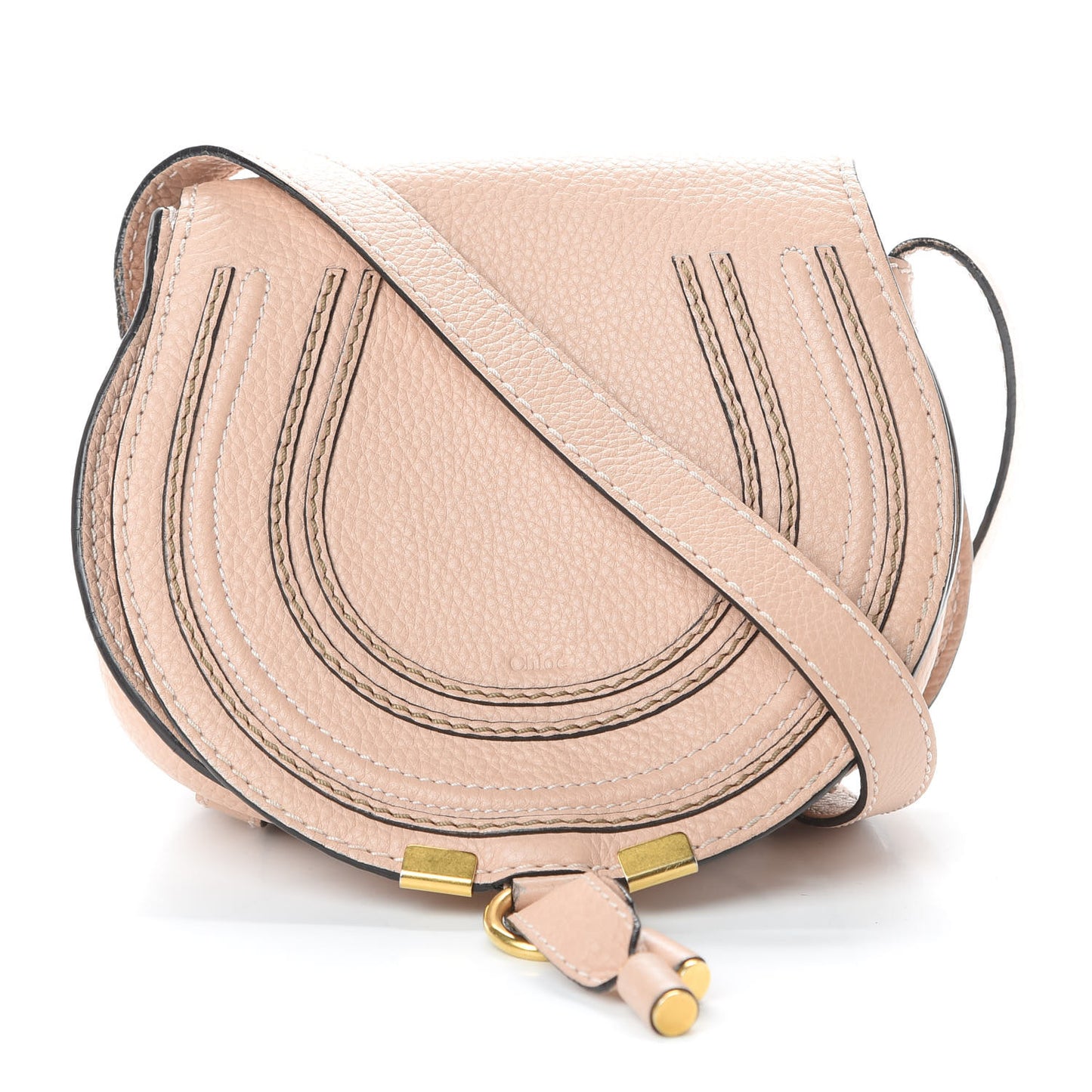 Calfskin Mini Marcie Round Crossbody Bag Blush Nude