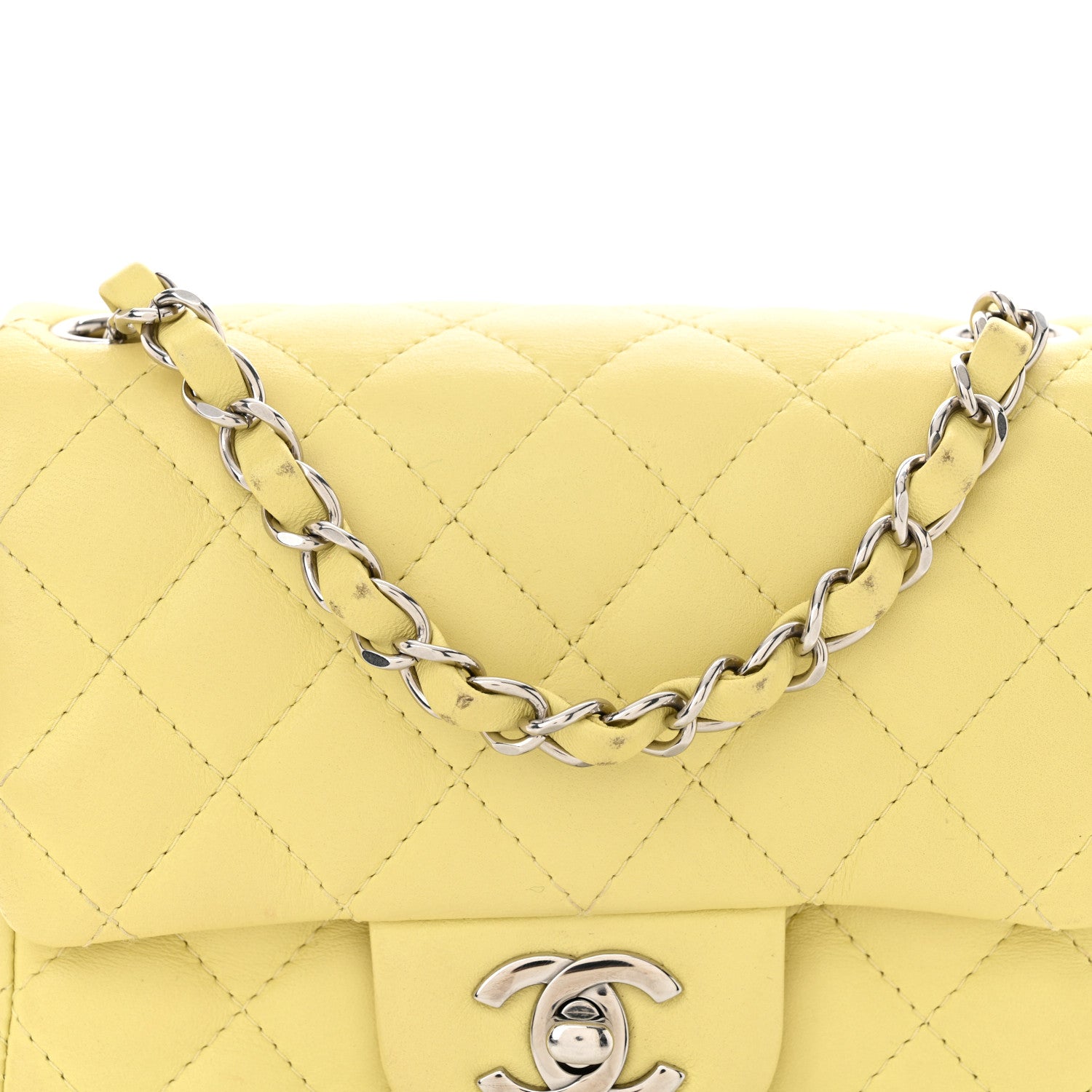 Chanel Lambskin Quilted Mini Square Flap Light Yellow 9 of 14
