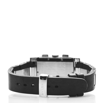Bulgari Stainless Steel Rubber 29mm Rettangolo Chronograph Quartz Watch Black 4 of 5