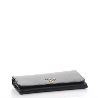 Prada Saffiano Metal Continental Flap Wallet Nero Black 4 of 10