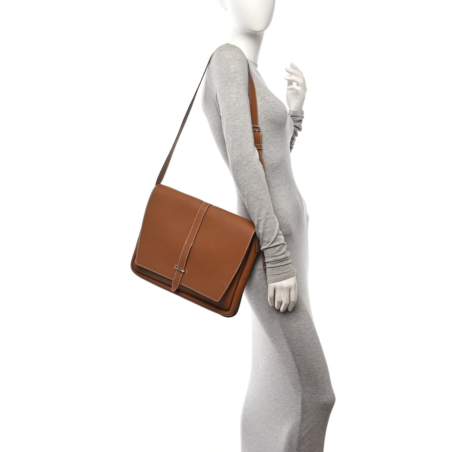Hermes Togo Steve Light Messenger Gold 2 of 10