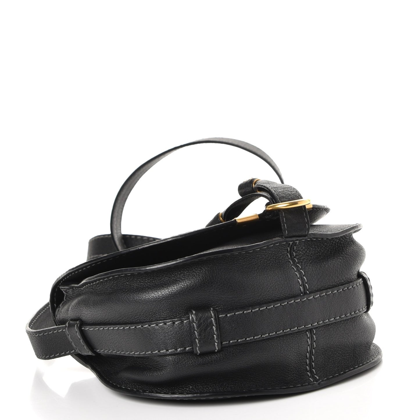 Calfskin Mini Marcie Round Crossbody Bag Black