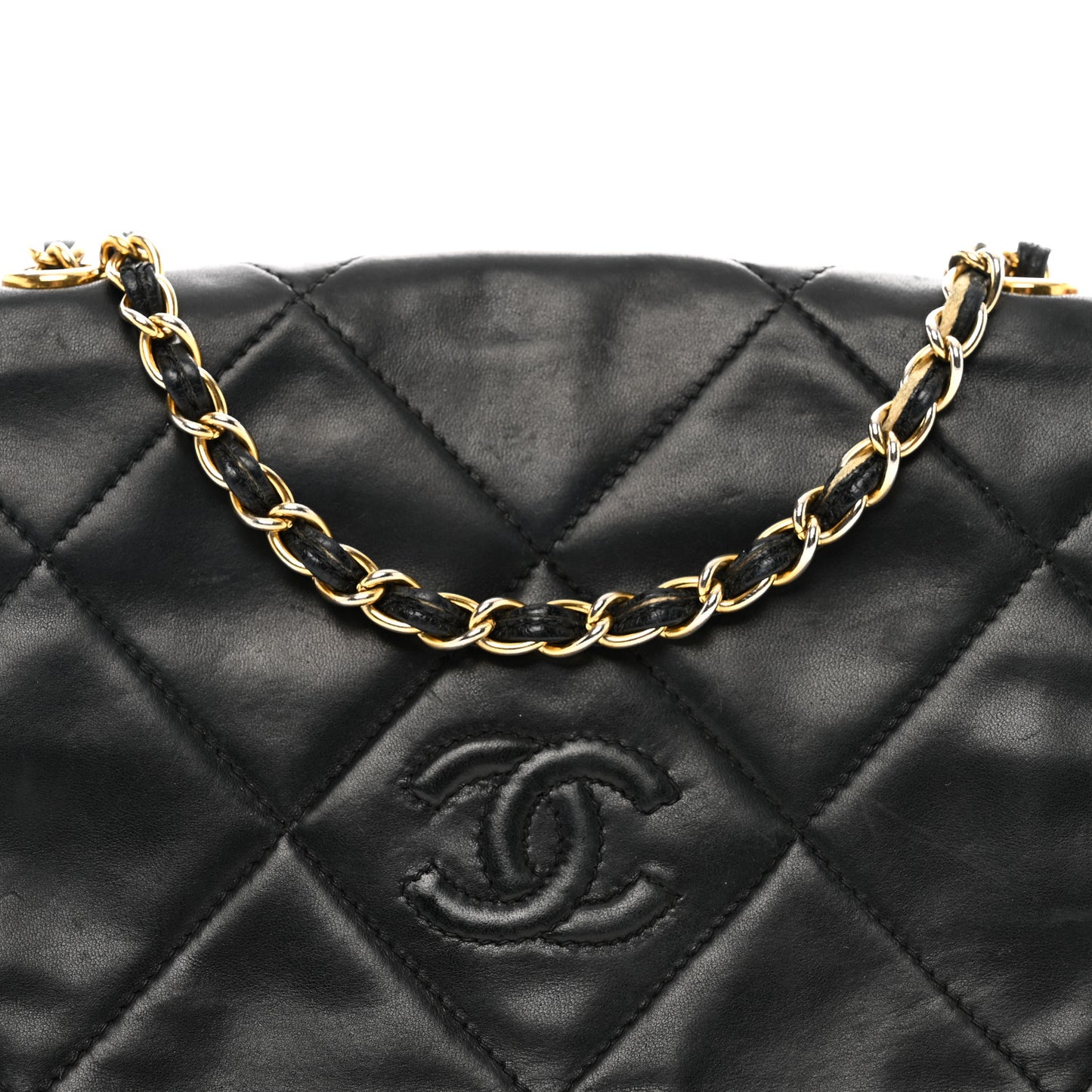 Lambskin Quilted CC Small Single Flap Black