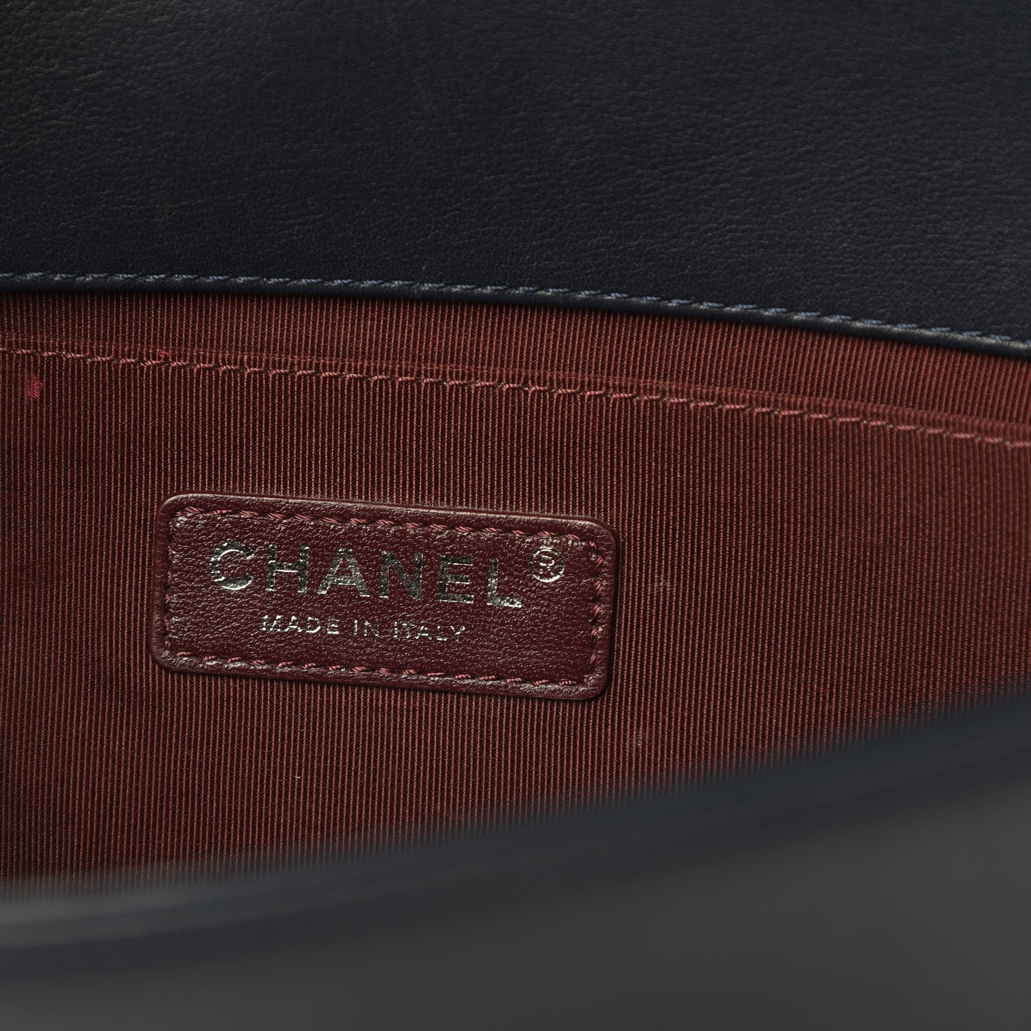 Chanel Calfskin Woven Medium Boy Flap Blue Burgundy 6 of 12