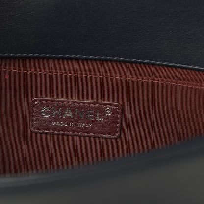 Chanel Calfskin Woven Medium Boy Flap Blue Burgundy 6 of 12