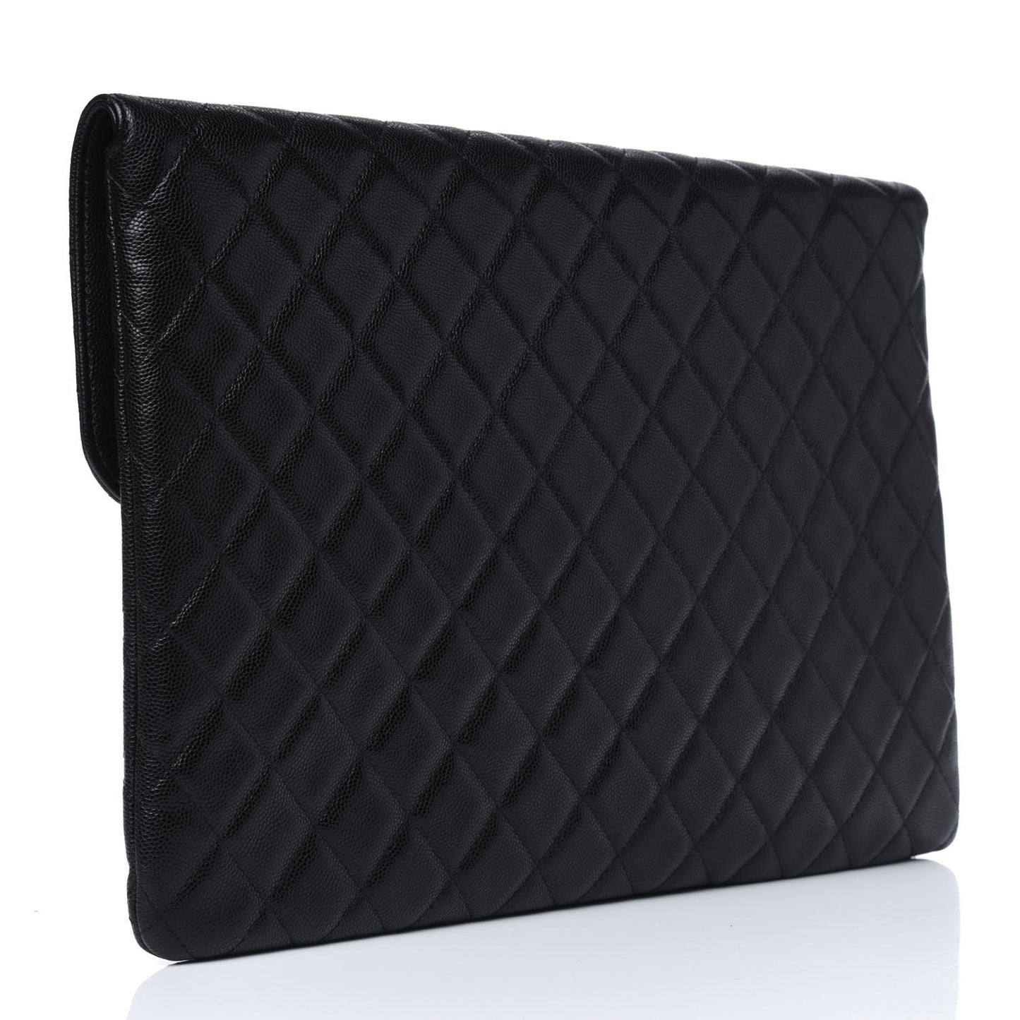 Caviar Quilted Large Golden Class Pouch Black