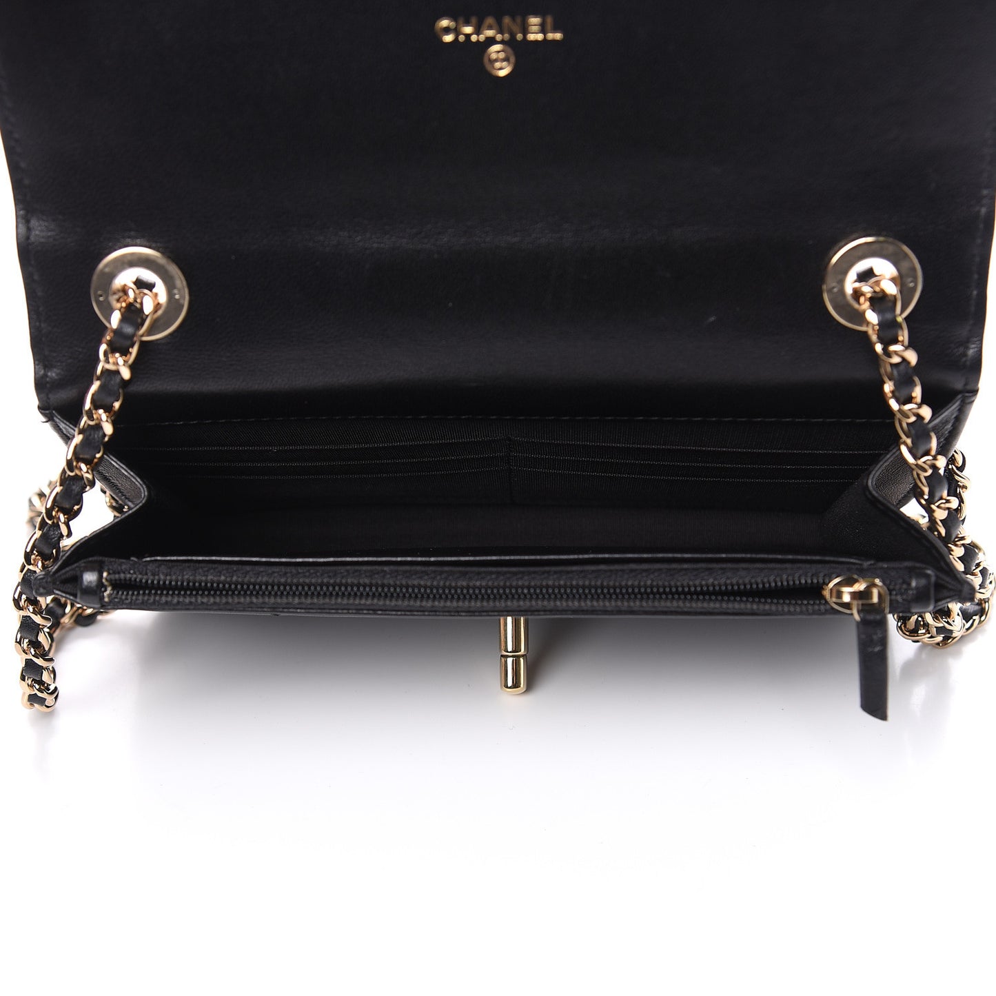 Lambskin Quilted Trendy CC Wallet On Chain WOC Black
