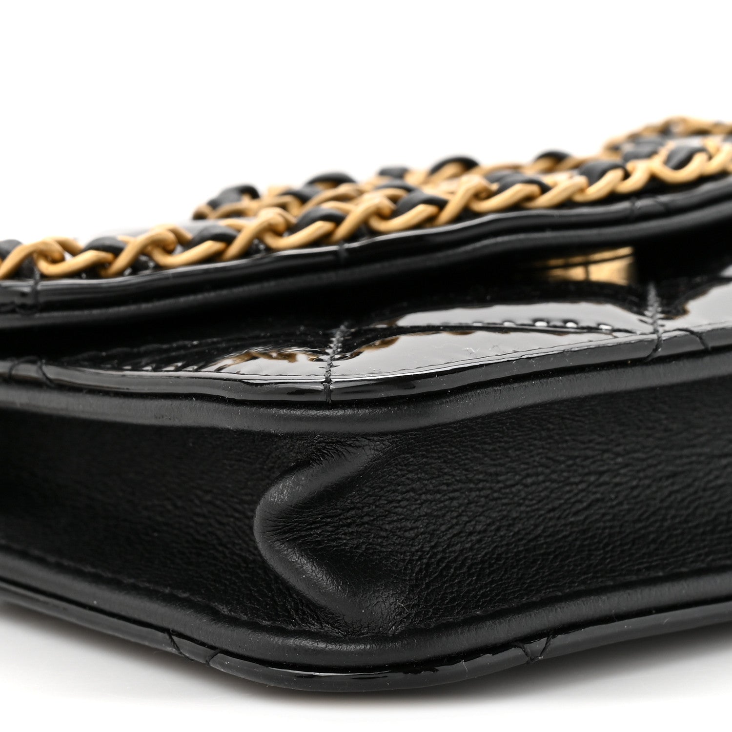 Chanel Patent Quilted Chain Around Heart Mini Chain Flap Black 10 of 10