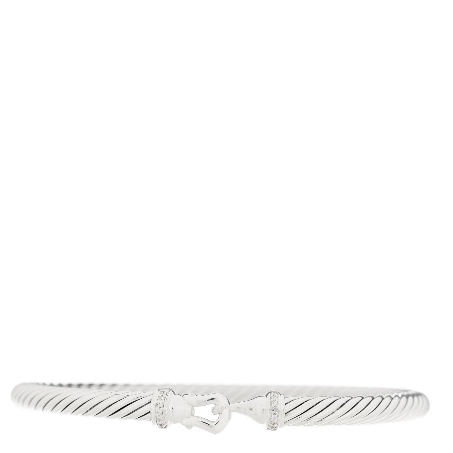 David Yurman Sterling Silver Diamond 5mm Cable Buckle Bracelet 1 of 4