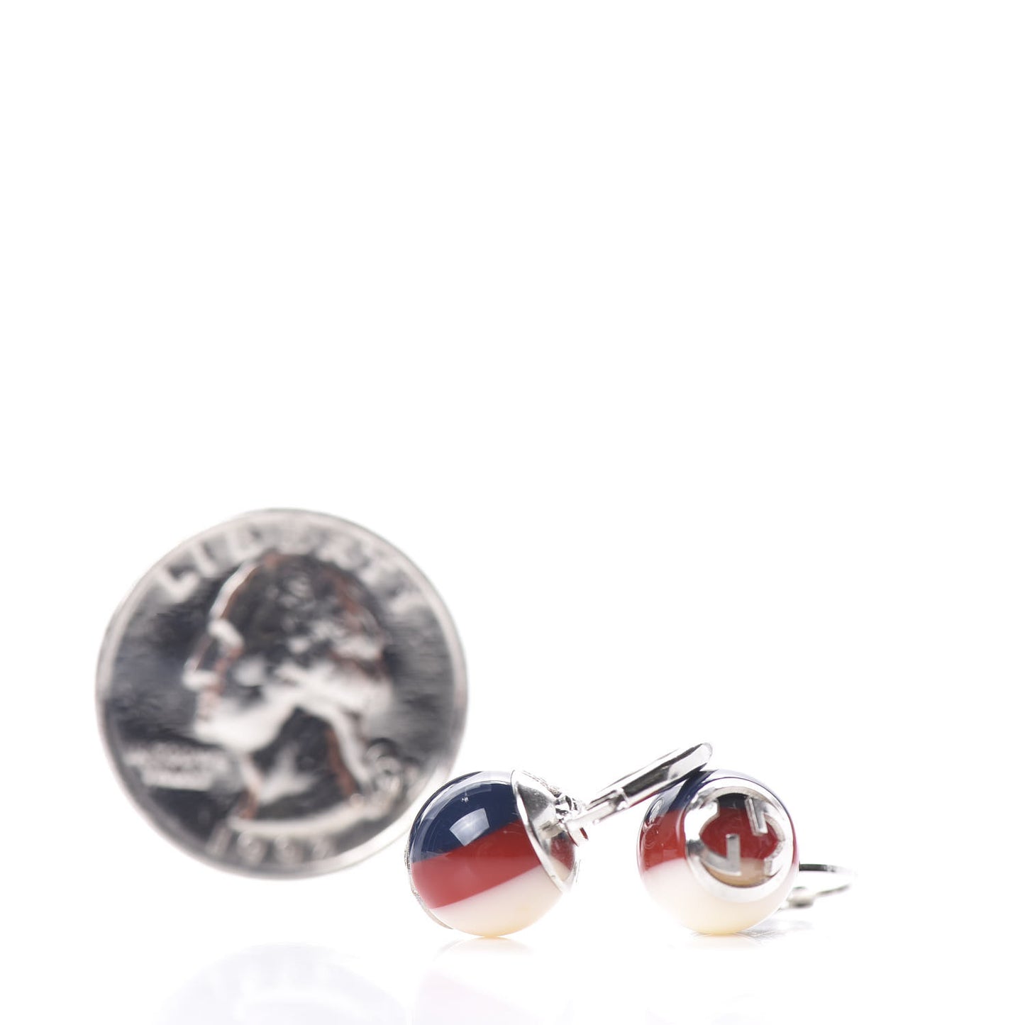 Resin Web Earrings Red Blue White