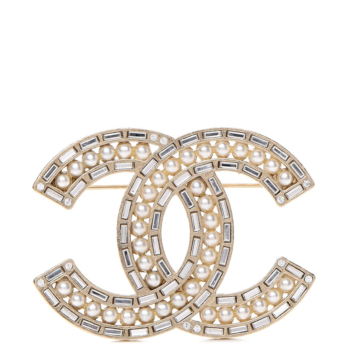 Pearl CC Brooch Gold
