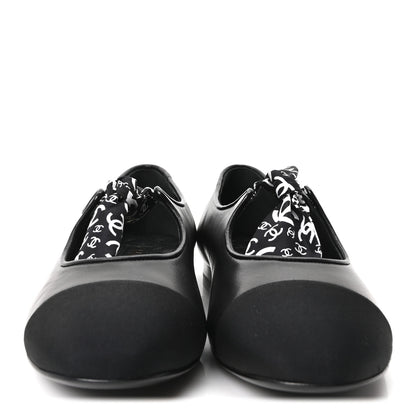 Chanel Lambskin Grosgrain Silk CC Mary Jane Flats 40 Black White 3 of 9