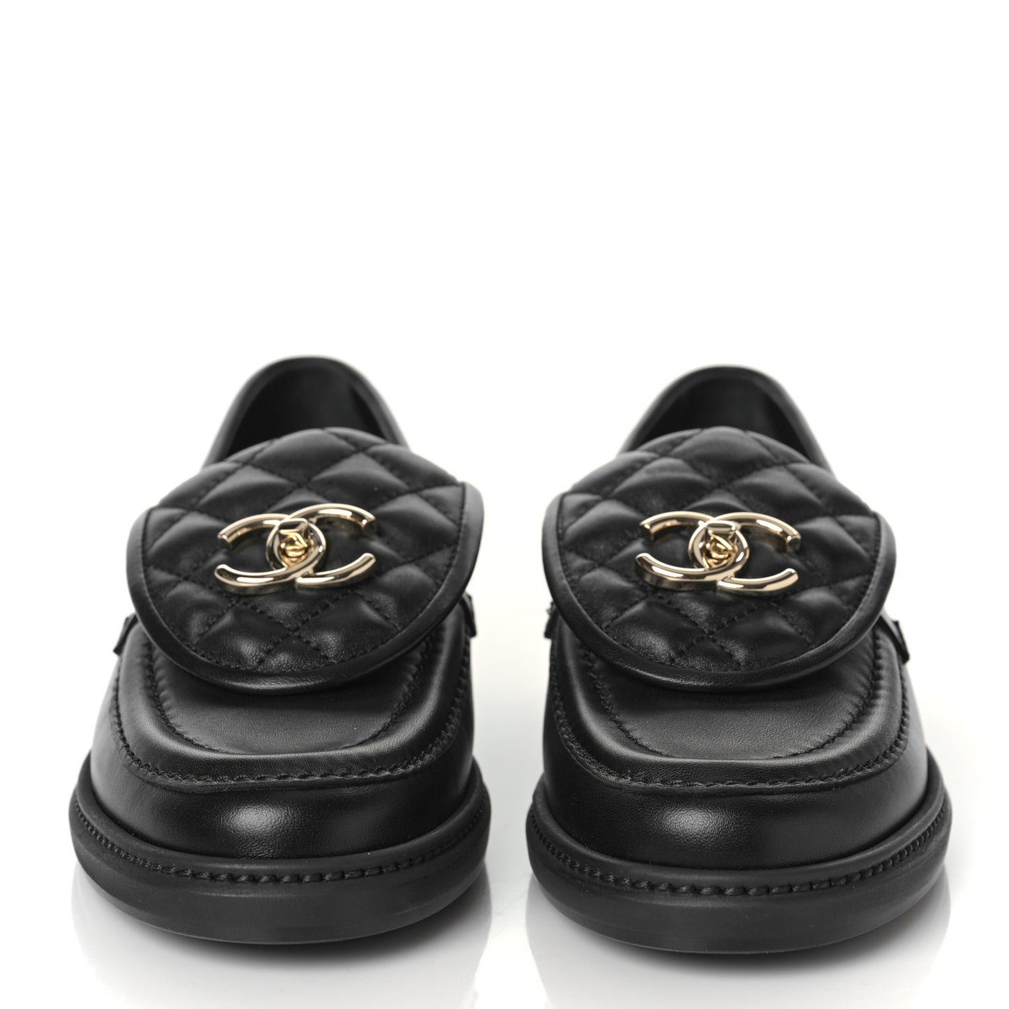 Lambskin Quilted CC Turnlock Loafers 36 Black