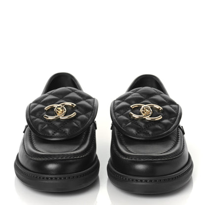Chanel Lambskin Quilted CC Turnlock Loafers 36 Black 2 of 10
