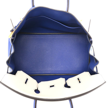 Hermes Togo Horseshoe Birkin 35 Craie Bleu Electric 5 of 20