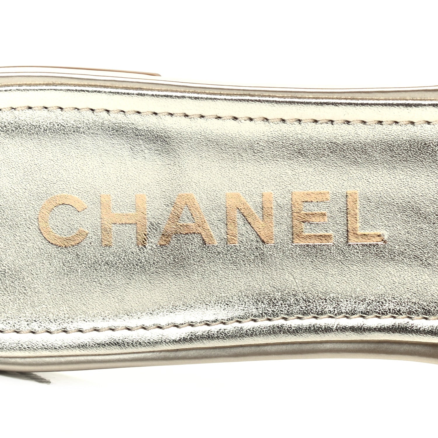 Chanel Glitter Mesh Patent Calfskin CC Sandal Mule 38.5 Gold 7 of 7