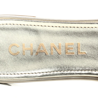 Chanel Glitter Mesh Patent Calfskin CC Sandal Mule 38.5 Gold 7 of 7