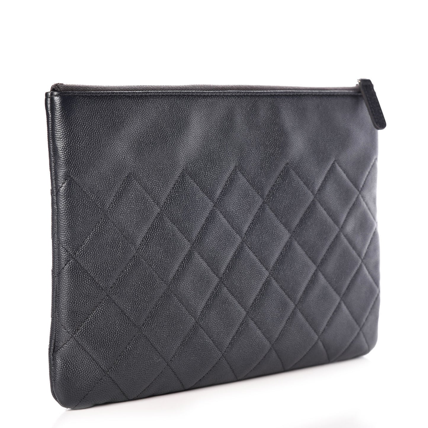 Metallic Caviar Quilted Medium Maxi CC Cosmetic Case Black