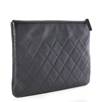 Chanel Metallic Caviar Quilted Medium Maxi CC Cosmetic Case Black 3 of 10