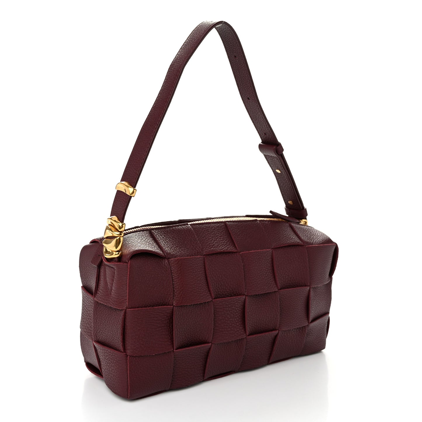 Grained Calfskin Maxi Intrecciato Brick Cassette Bag Bordeaux