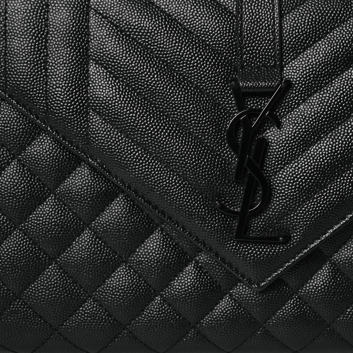 Saint Laurent Grain De Poudre Textured Mixed Matelasse Triquilt Medium Monogram Monochrome Satchel Black 8 of 10