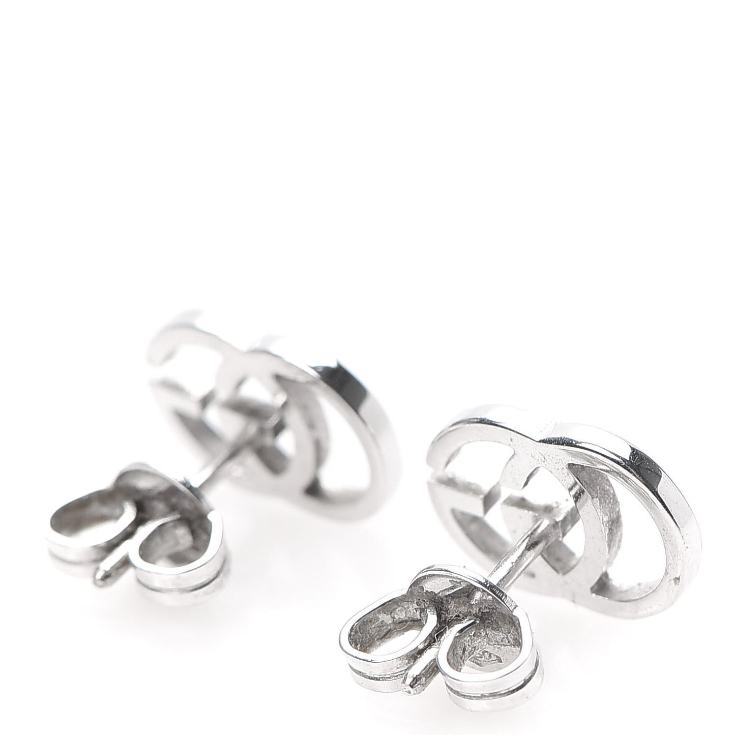 18K White Gold GG Tissue Stud Earrings