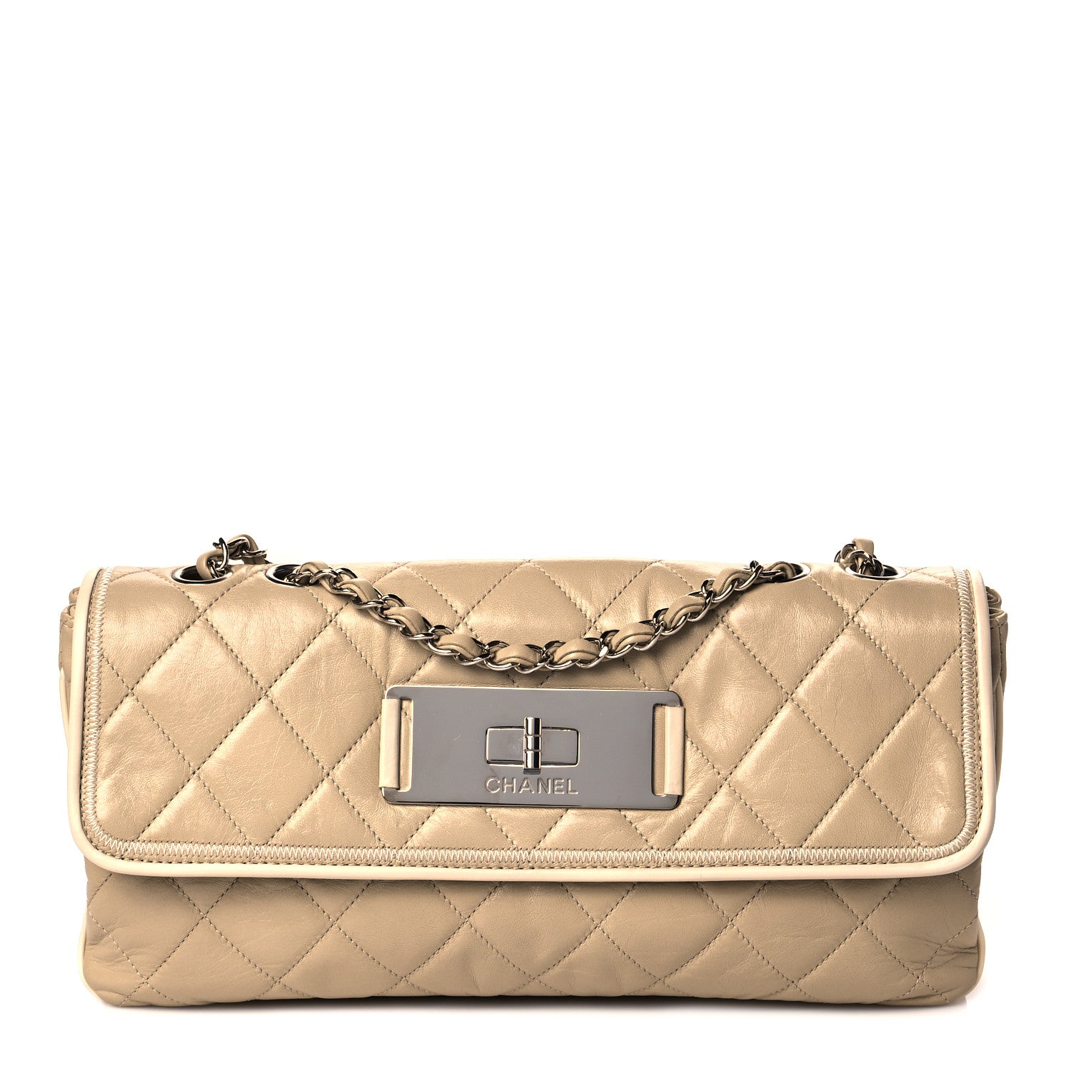 Chanel Lambskin East West Mademoiselle Flap Beige 1 of 11