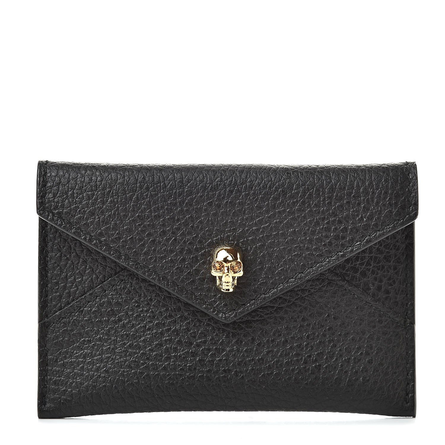 Alexander McQueen Calfskin Skull Envelope Card Holder Black 1 of 8