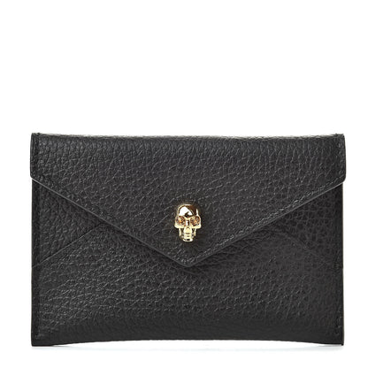 Alexander McQueen Calfskin Skull Envelope Card Holder Black 1 of 8