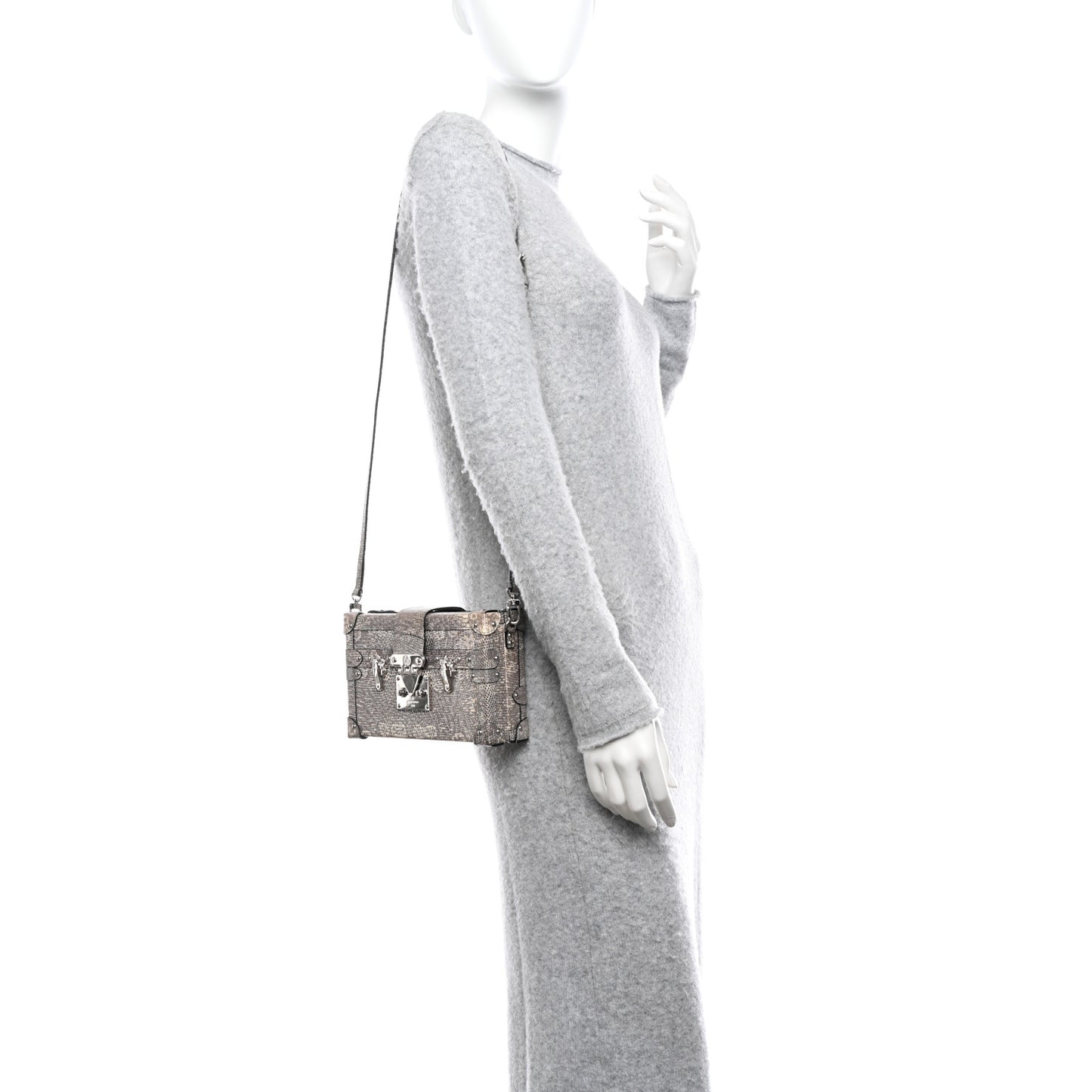 Lizard Petite Malle Silver