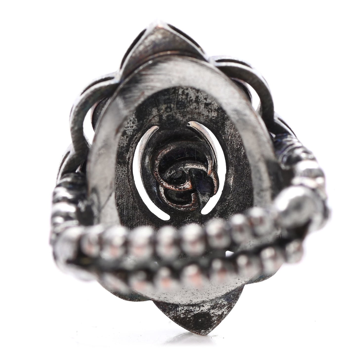 Metal Crystal Resin Ring 5.5 Aged Silver Multicolor