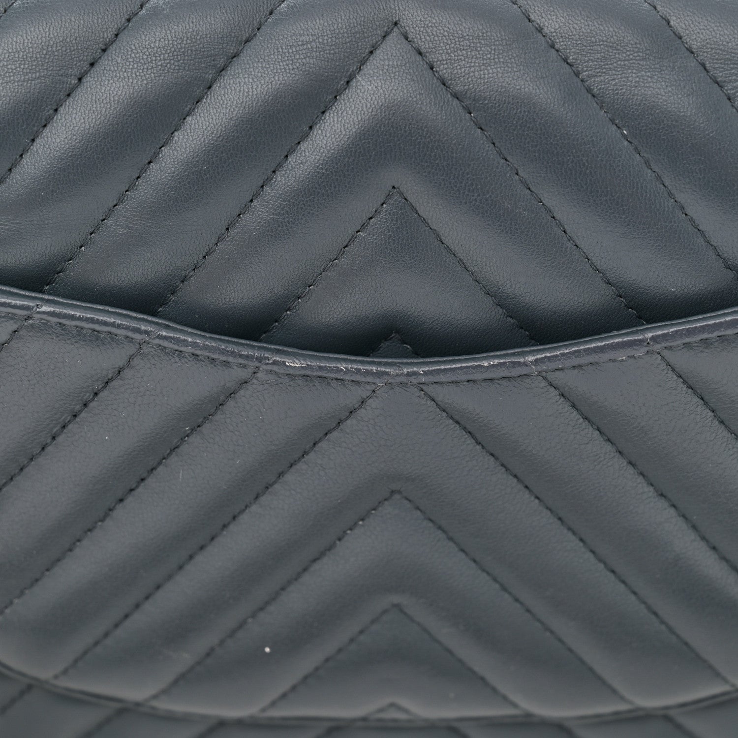 Chanel Lambskin Chevron Quilted Medium Double Flap Dark Grey 15 of 16