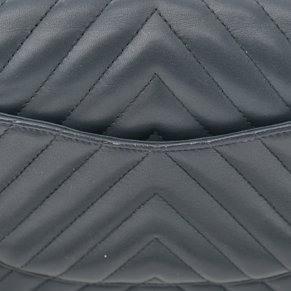 Chanel Lambskin Chevron Quilted Medium Double Flap Dark Grey 15 of 16