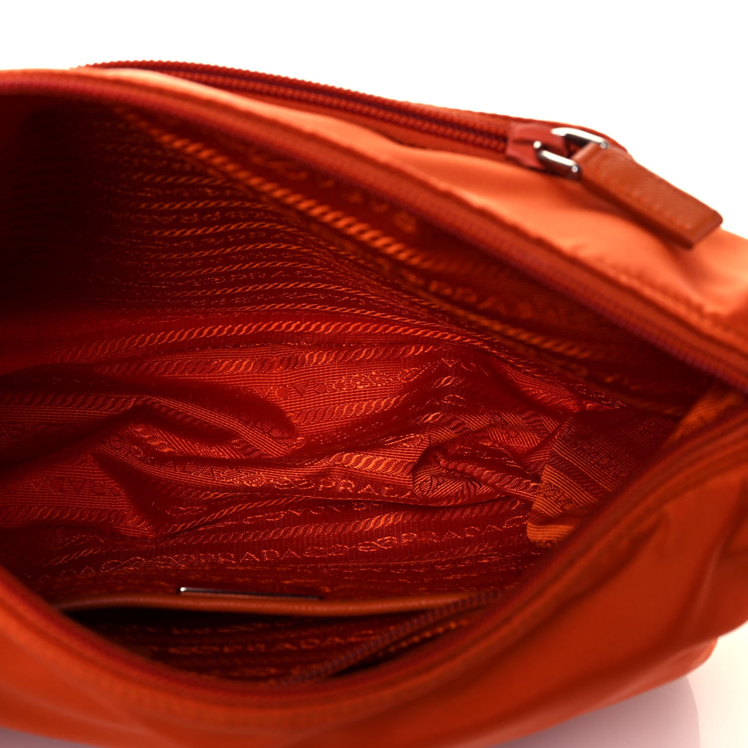 Prada Tessuto Nylon Saffiano Messenger Bag Papaya 5 of 12