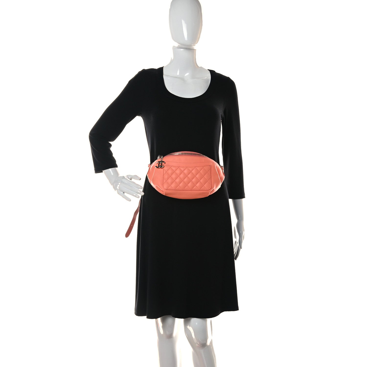 Chanel Lambskin Quilted Bi Waist Bag Fanny Pack Orange 3 of 10