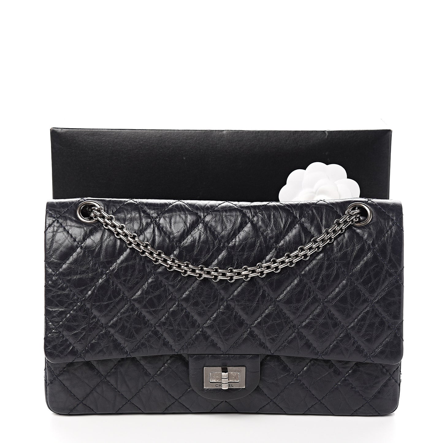 Aged Calfskin Quilted 2.55 Reissue 226 Flap Navy Blue