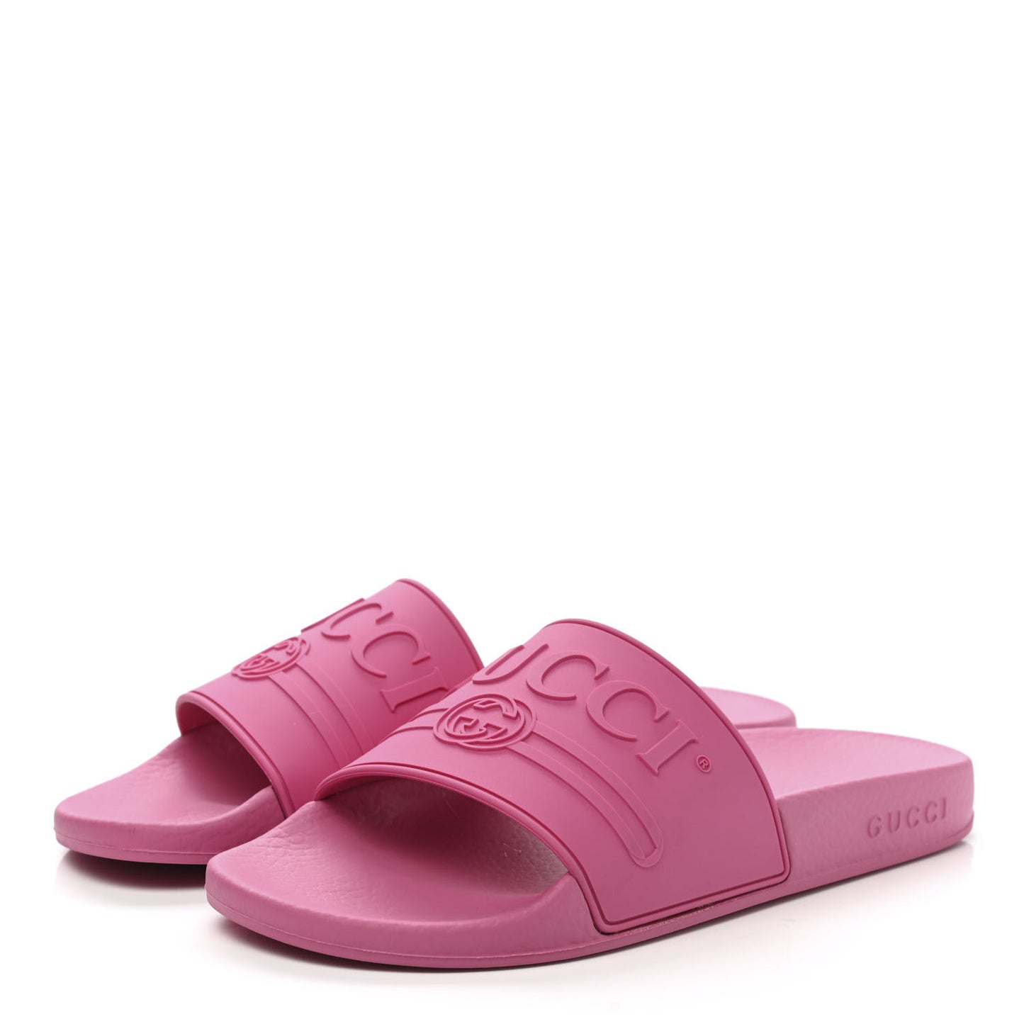Rubber Womens Logo Slide Sandals 38 Fuchsia
