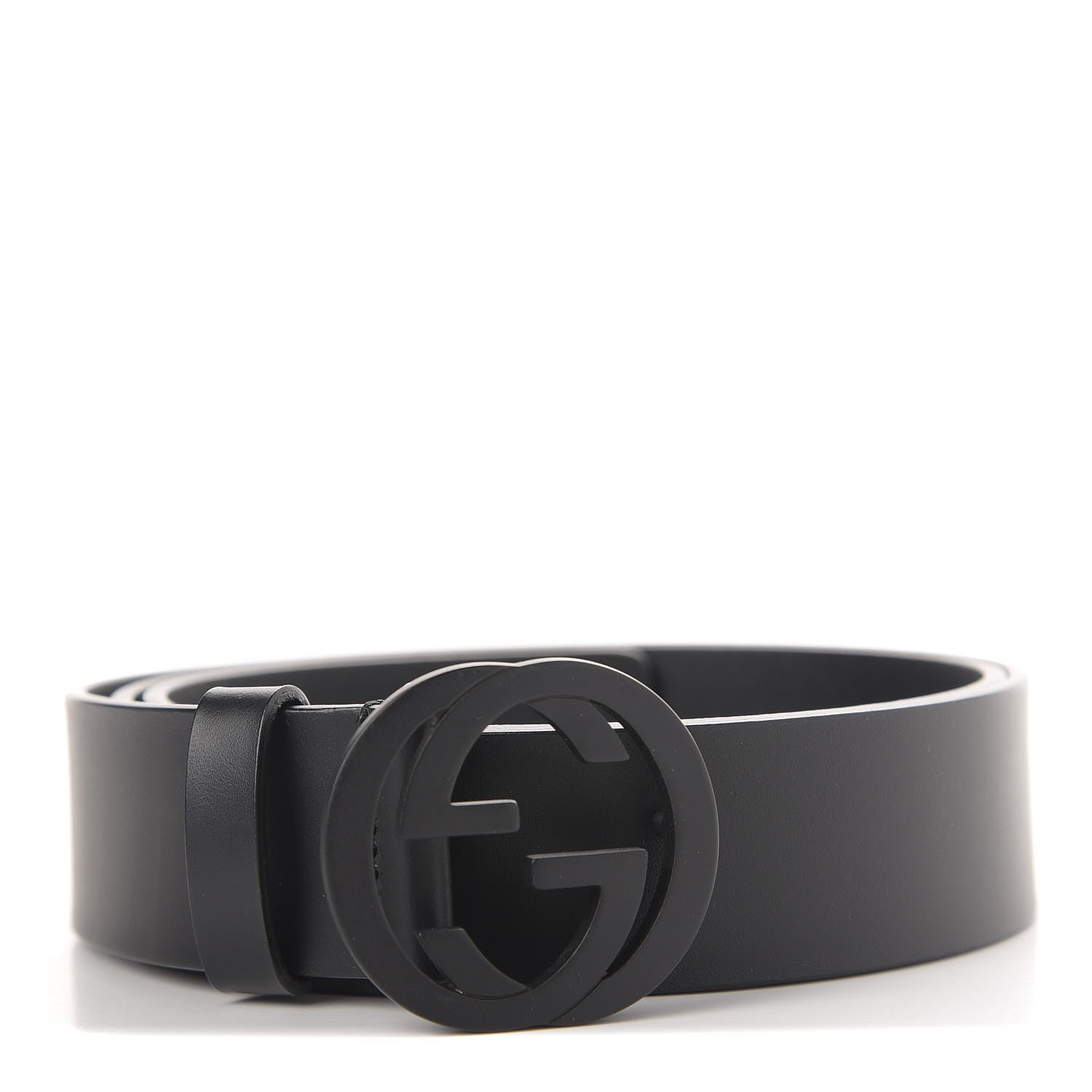 Gucci Selleria Calfskin Monochrome Interlocking G 37mm Belt 100 40 Black 1 of 5