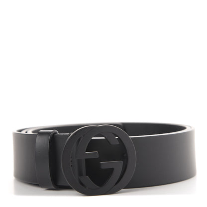Gucci Selleria Calfskin Monochrome Interlocking G 37mm Belt 100 40 Black 1 of 5
